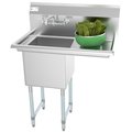 Koolmore 1 Compartment Stainless Steel NSF Commercial Kitchen Prep & Utility Sink with 1 Right Drainboard SA151512-15R3FA